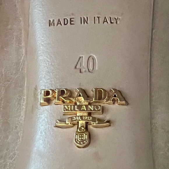 Prada Leather Cream Round Toe Heel 10 - Picture 9 of 10